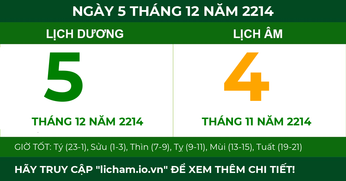 lịch âm ngày 5 tháng 12 năm 2214