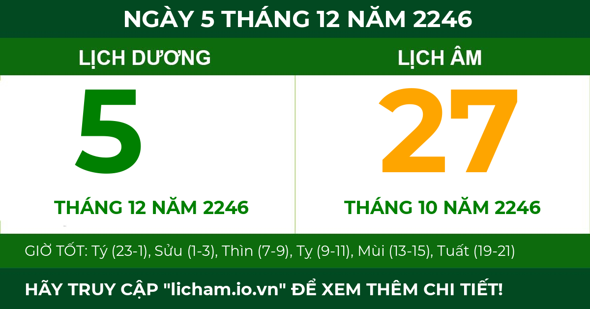 lịch âm ngày 5 tháng 12 năm 2246