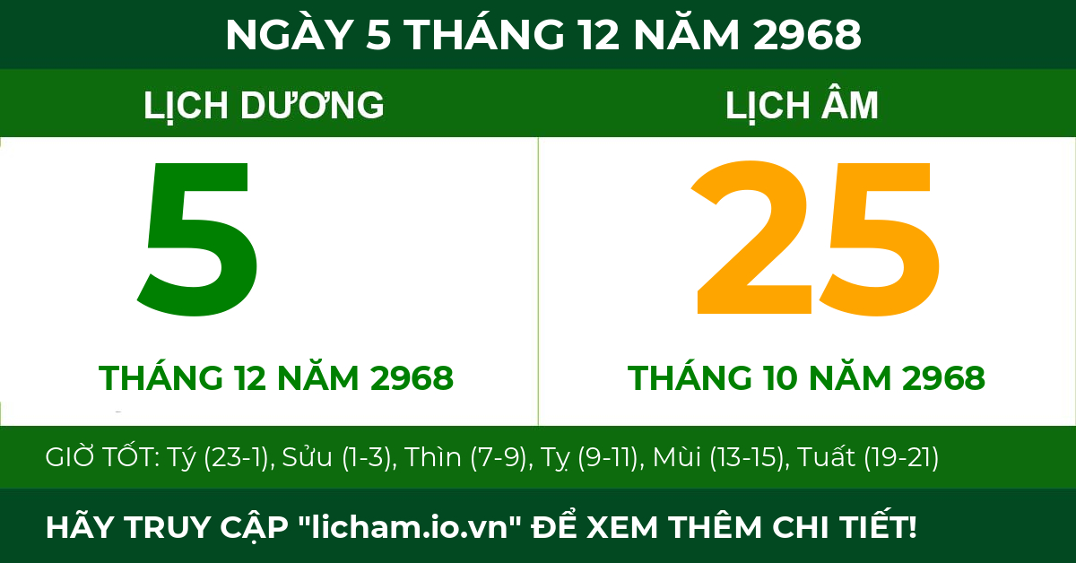 lịch âm ngày 5 tháng 12 năm 2968