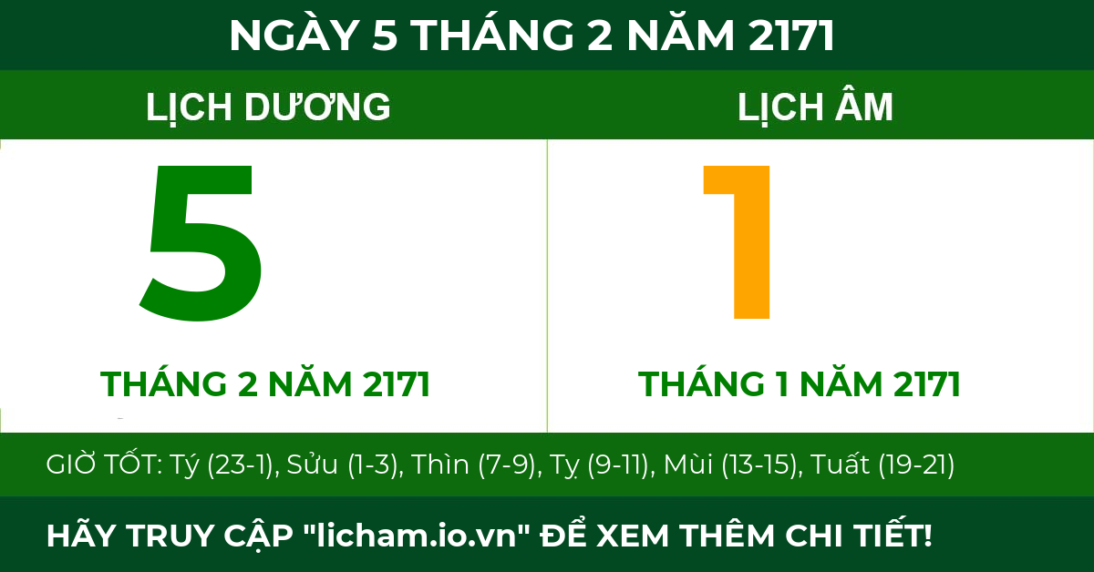 lịch âm ngày 5 tháng 2 năm 2171
