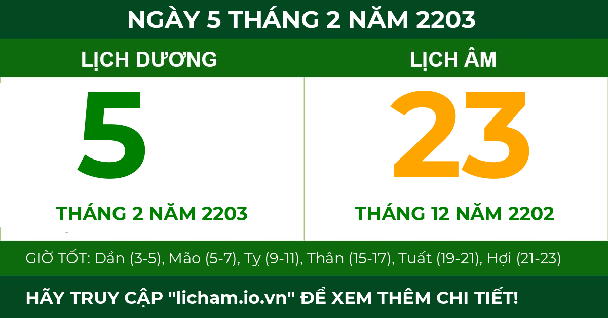 lịch âm ngày 5 tháng 2 năm 2203