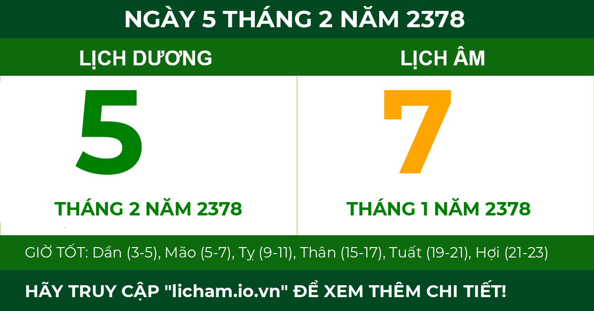 lịch âm ngày 5 tháng 2 năm 2378