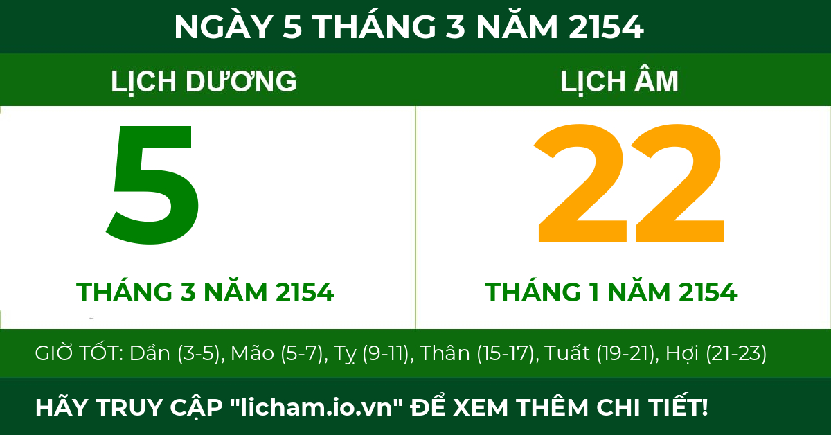 lịch âm ngày 5 tháng 3 năm 2154