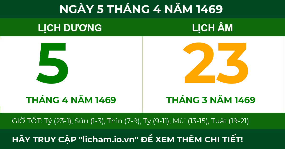 lịch âm ngày 5 tháng 4 năm 1469