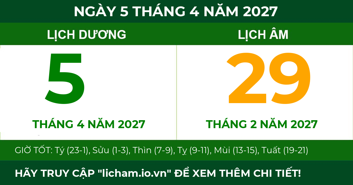 lịch âm ngày 5 tháng 4 năm 2027