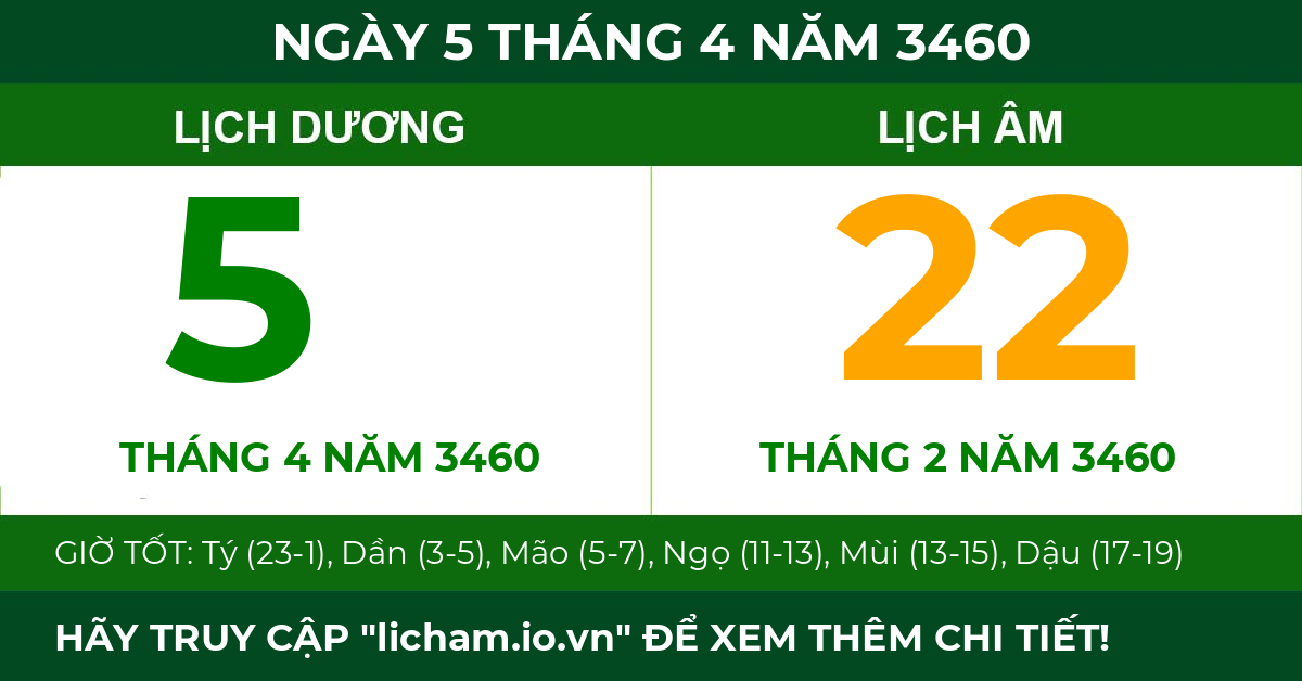 lịch âm ngày 5 tháng 4 năm 3460