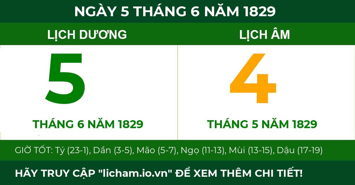 lịch âm ngày 5 tháng 6 năm 1829