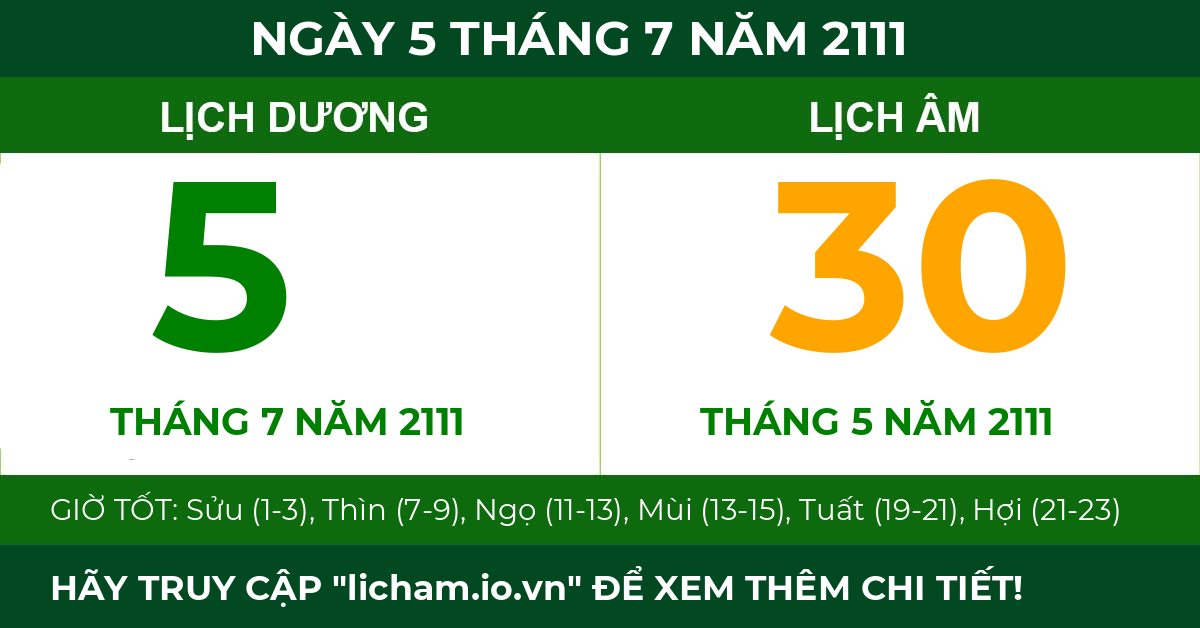 lịch âm ngày 5 tháng 7 năm 2111