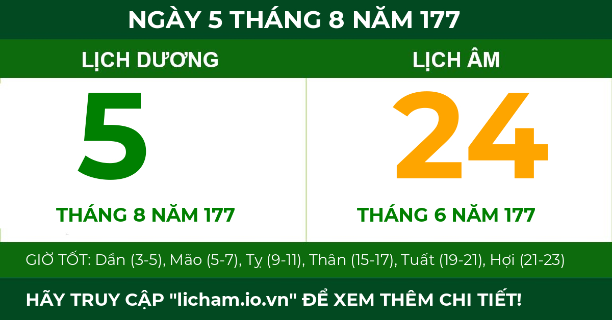 lịch âm ngày 5 tháng 8 năm 177