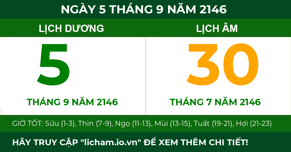 lịch âm ngày 5 tháng 9 năm 2146