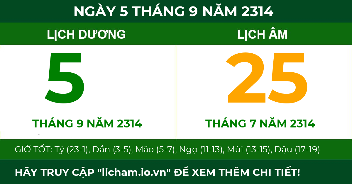 lịch âm ngày 5 tháng 9 năm 2314