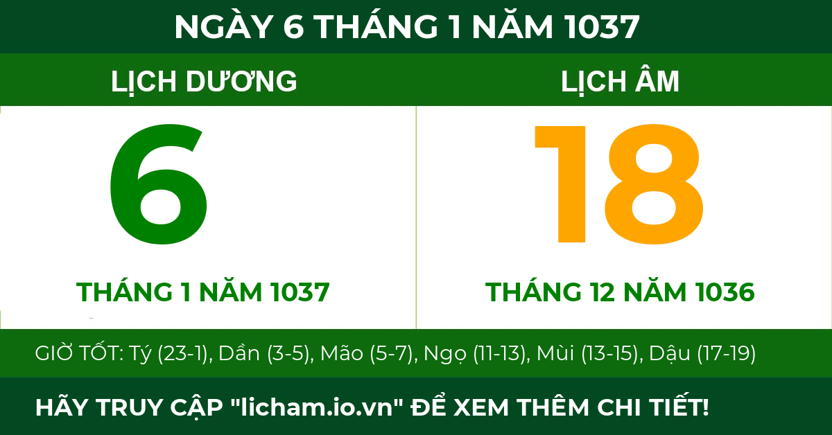 lịch âm ngày 6 tháng 1 năm 1037