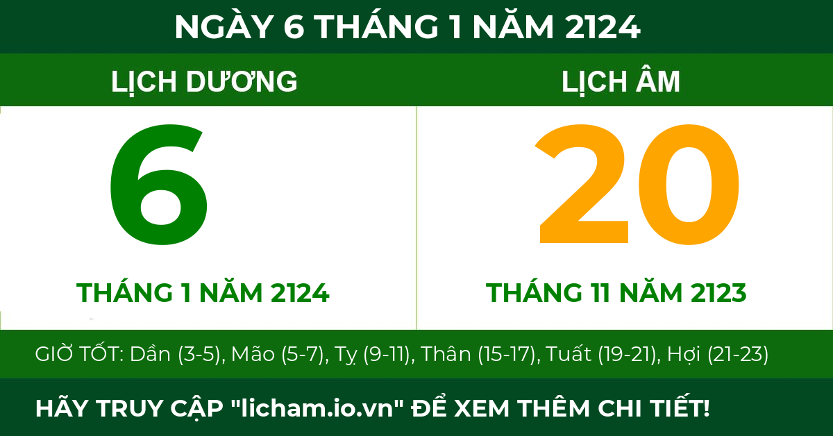 lịch âm ngày 6 tháng 1 năm 2124