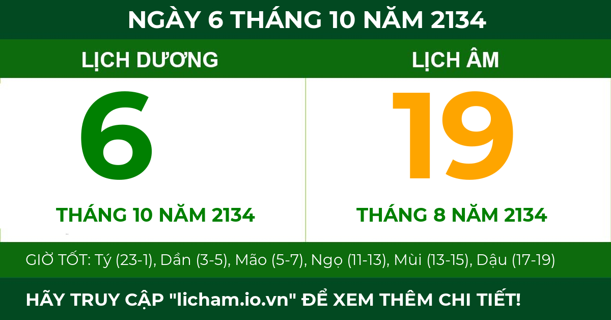 lịch âm ngày 6 tháng 10 năm 2134