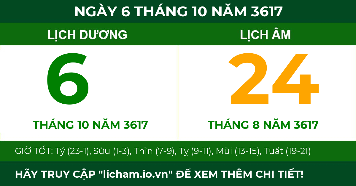 lịch âm ngày 6 tháng 10 năm 3617