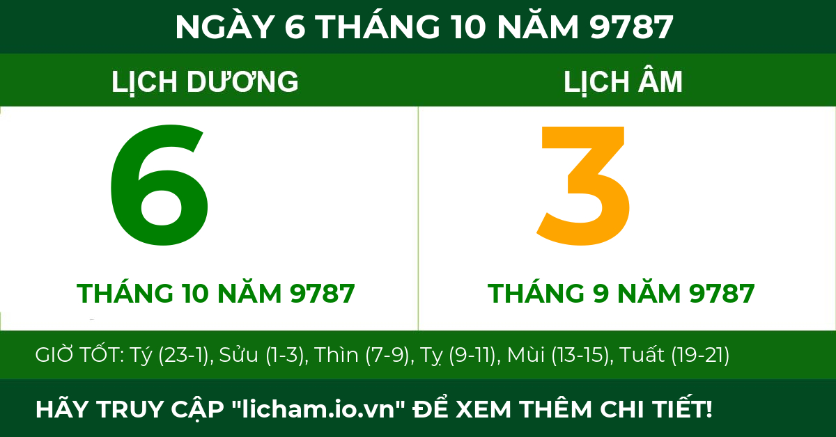 lịch âm ngày 6 tháng 10 năm 9787
