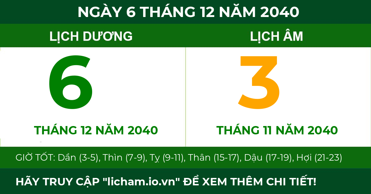 lịch âm ngày 6 tháng 12 năm 2040