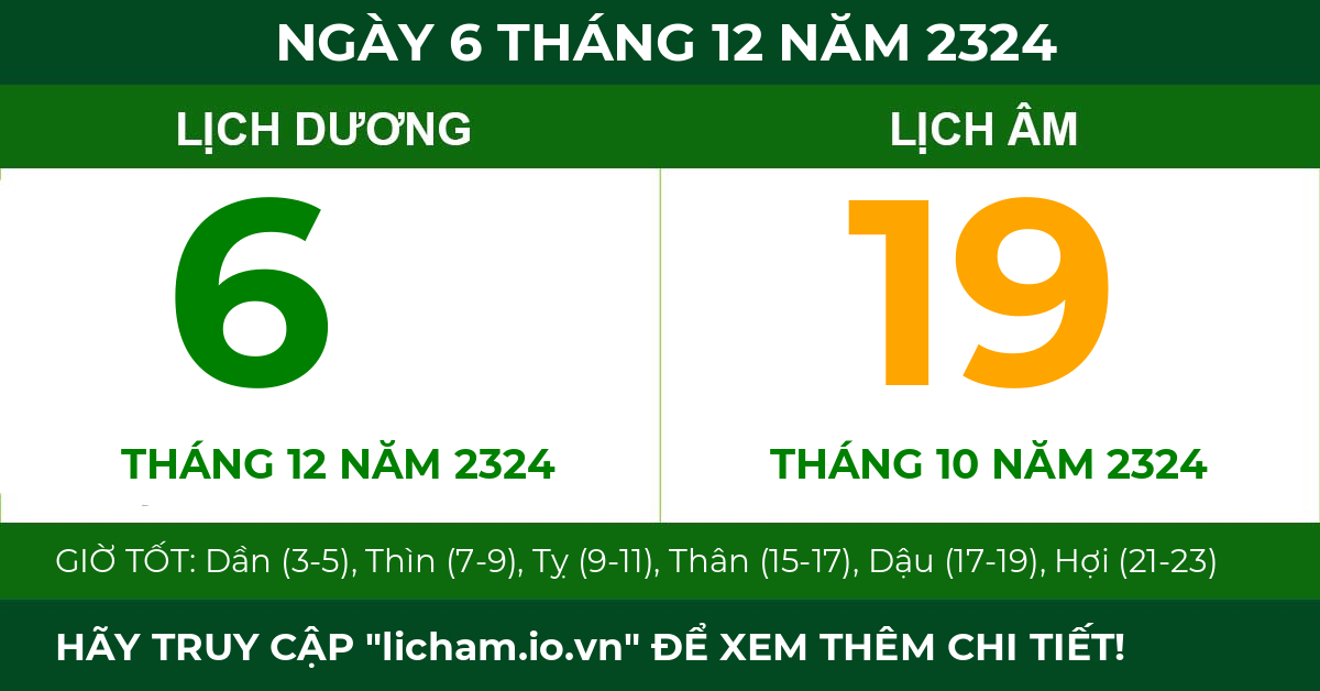 lịch âm ngày 6 tháng 12 năm 2324