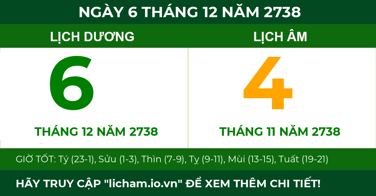 lịch âm ngày 6 tháng 12 năm 2738