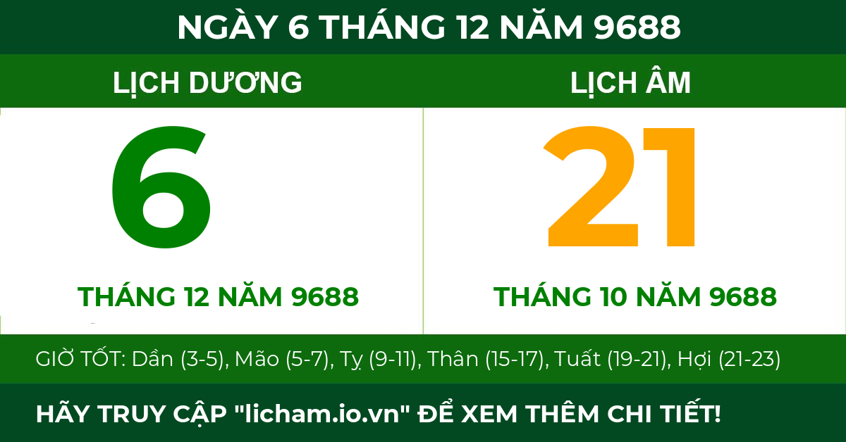lịch âm ngày 6 tháng 12 năm 9688