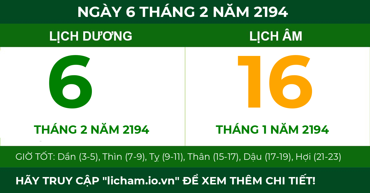 lịch âm ngày 6 tháng 2 năm 2194
