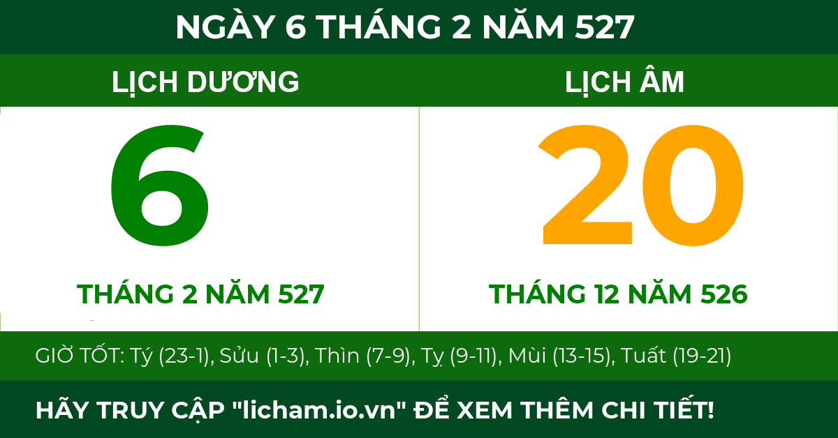 lịch âm ngày 6 tháng 2 năm 527