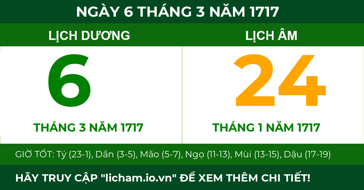 lịch âm ngày 6 tháng 3 năm 1717