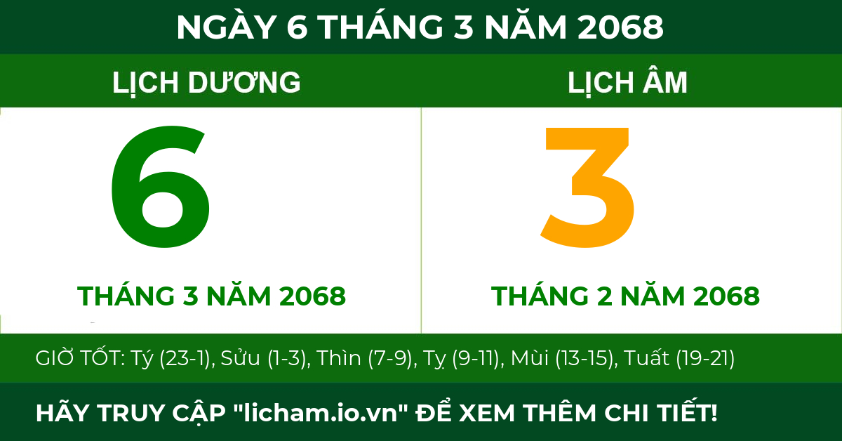 lịch âm ngày 6 tháng 3 năm 2068