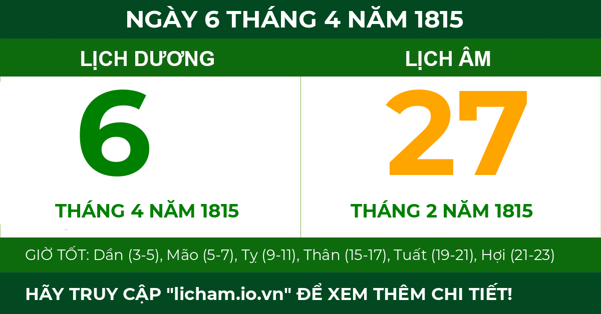 lịch âm ngày 6 tháng 4 năm 1815