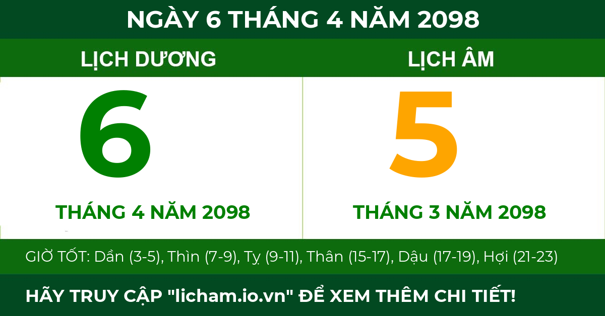 lịch âm ngày 6 tháng 4 năm 2098