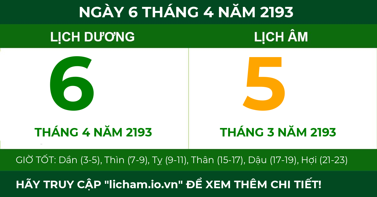 lịch âm ngày 6 tháng 4 năm 2193