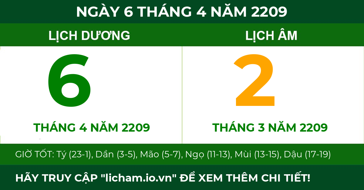 lịch âm ngày 6 tháng 4 năm 2209