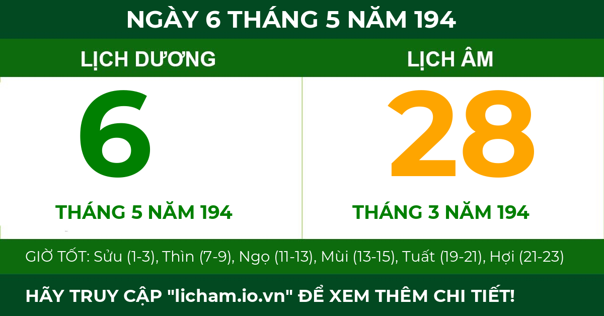 lịch âm ngày 6 tháng 5 năm 194
