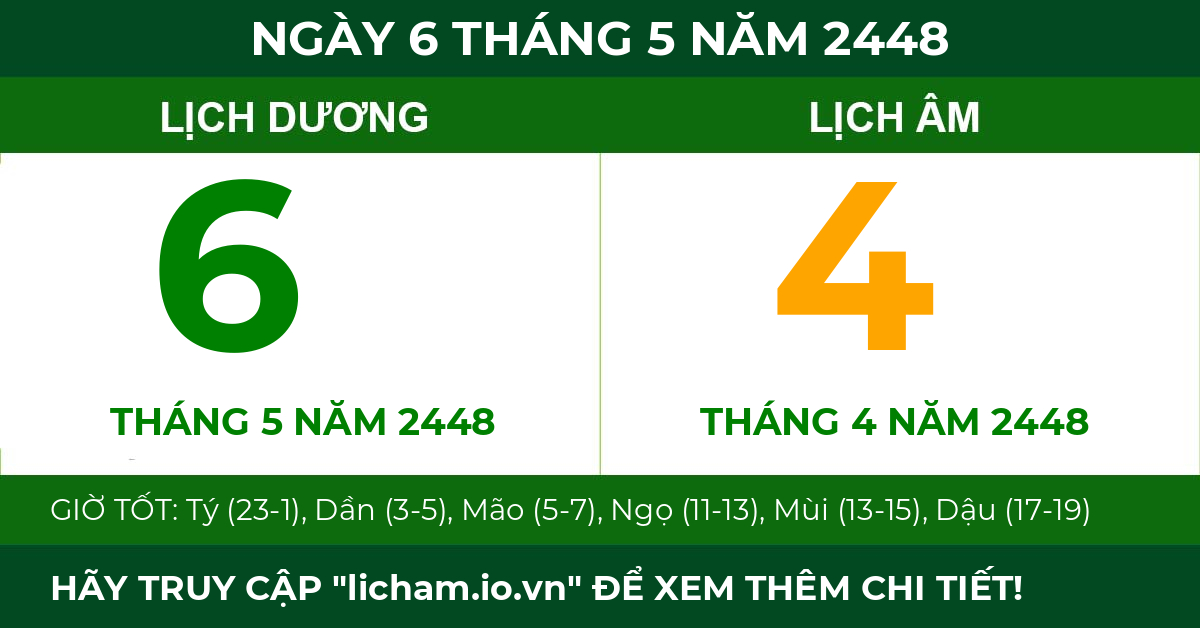 lịch âm ngày 6 tháng 5 năm 2448