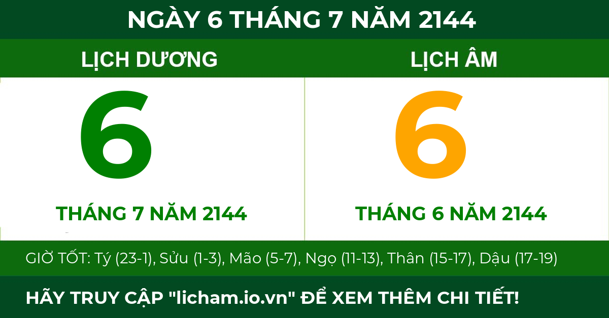 lịch âm ngày 6 tháng 7 năm 2144