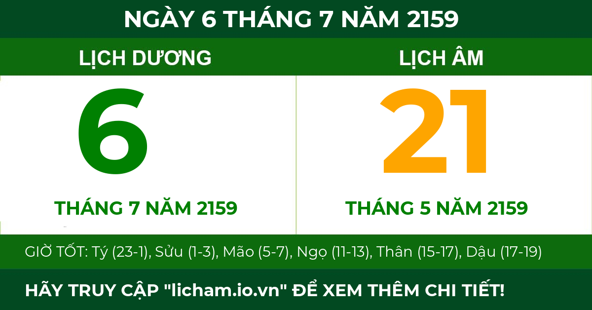 lịch âm ngày 6 tháng 7 năm 2159