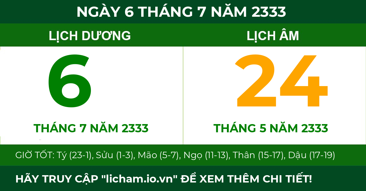 lịch âm ngày 6 tháng 7 năm 2333