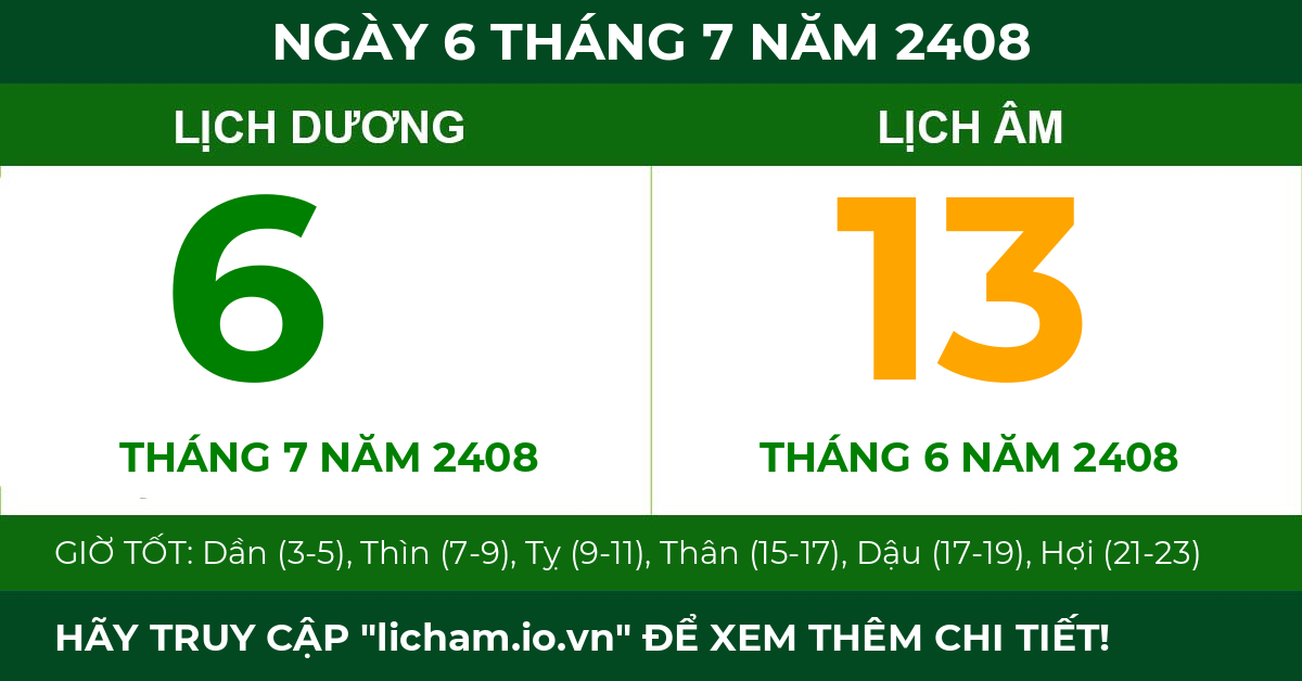 lịch âm ngày 6 tháng 7 năm 2408