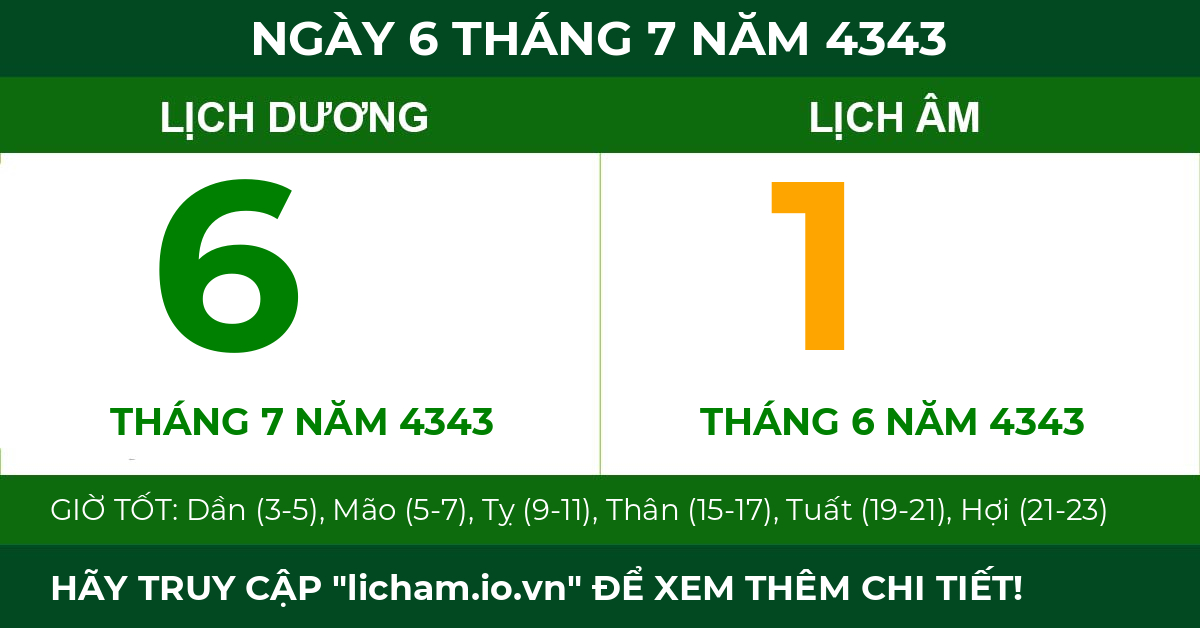 lịch âm ngày 6 tháng 7 năm 4343