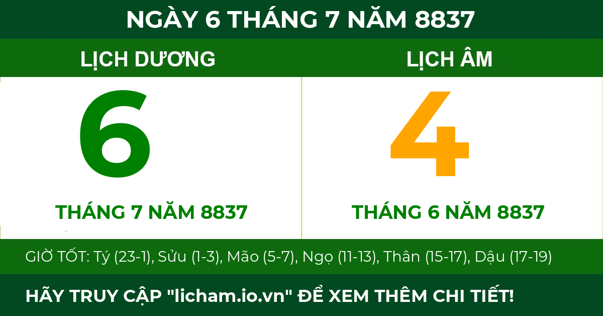 lịch âm ngày 6 tháng 7 năm 8837