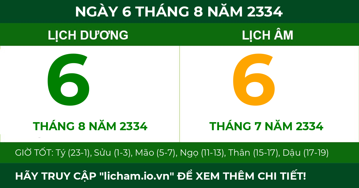 lịch âm ngày 6 tháng 8 năm 2334