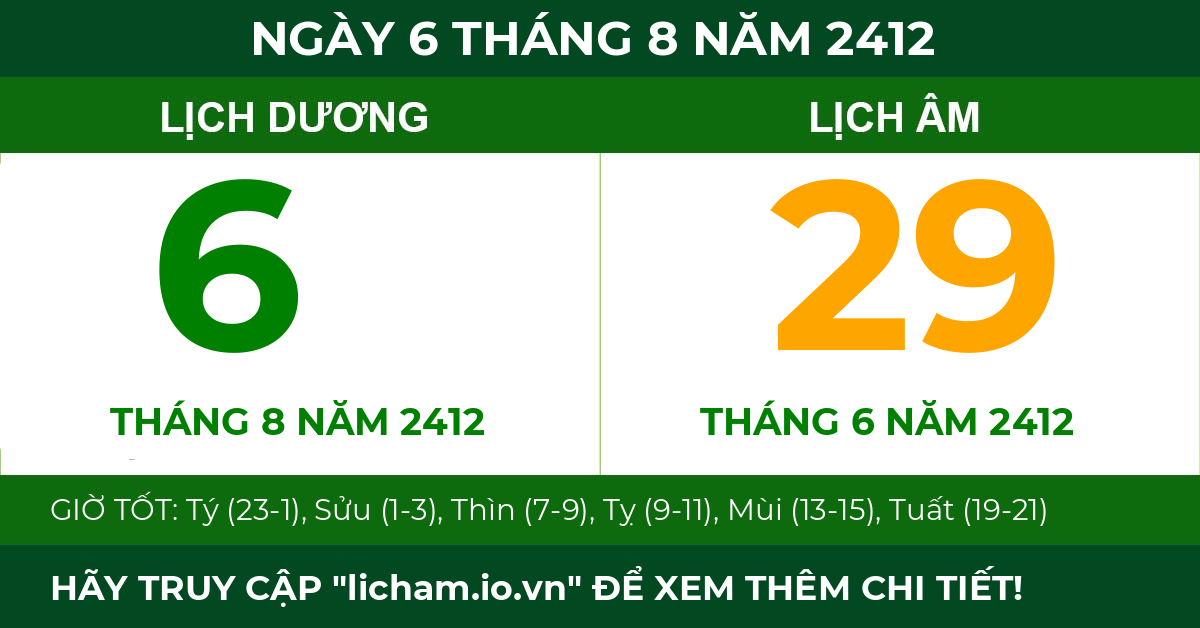 lịch âm ngày 6 tháng 8 năm 2412