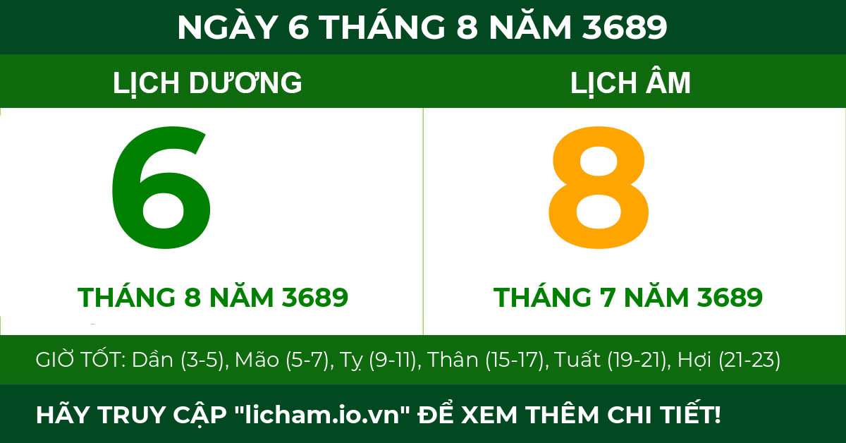 lịch âm ngày 6 tháng 8 năm 3689
