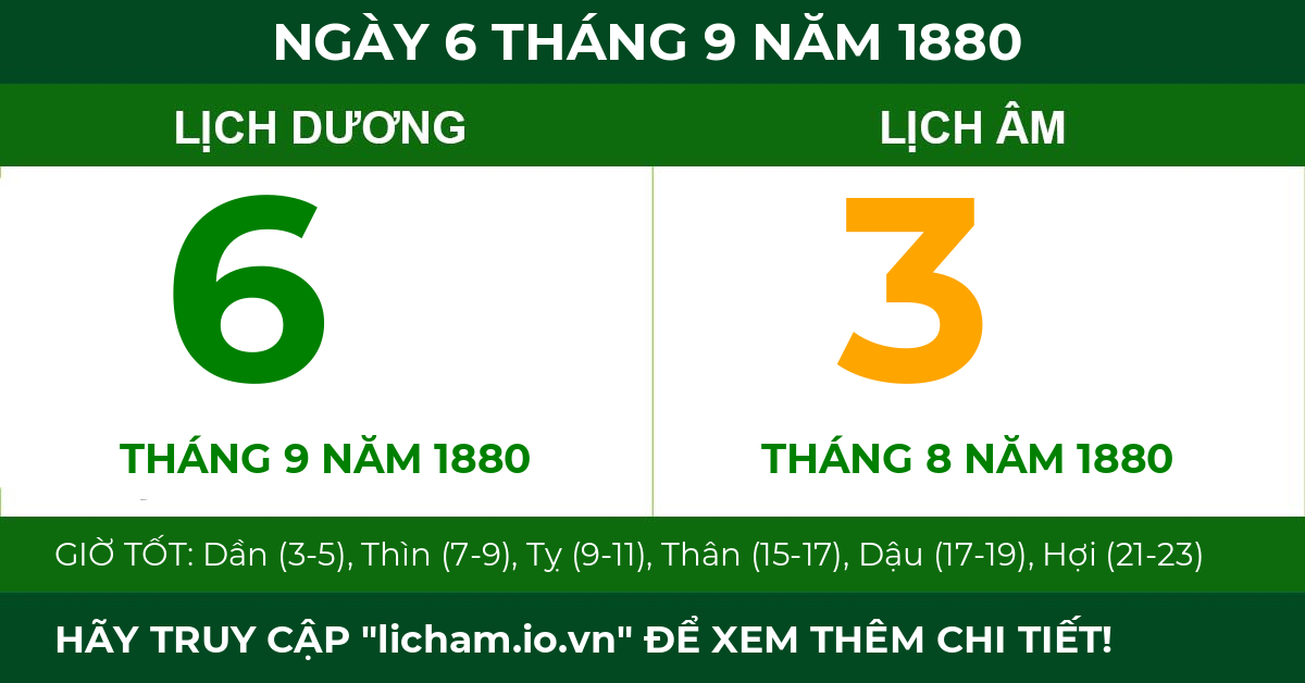 lịch âm ngày 6 tháng 9 năm 1880