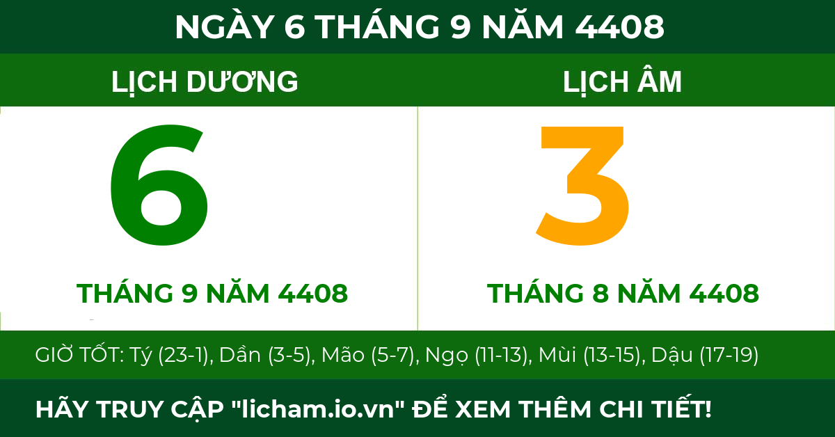 lịch âm ngày 6 tháng 9 năm 4408