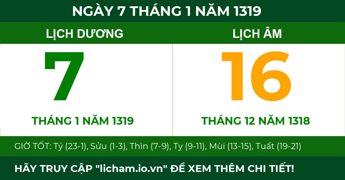 lịch âm ngày 7 tháng 1 năm 1319