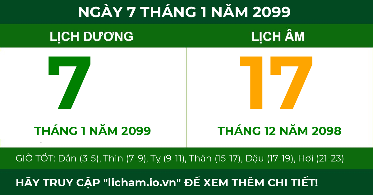 lịch âm ngày 7 tháng 1 năm 2099