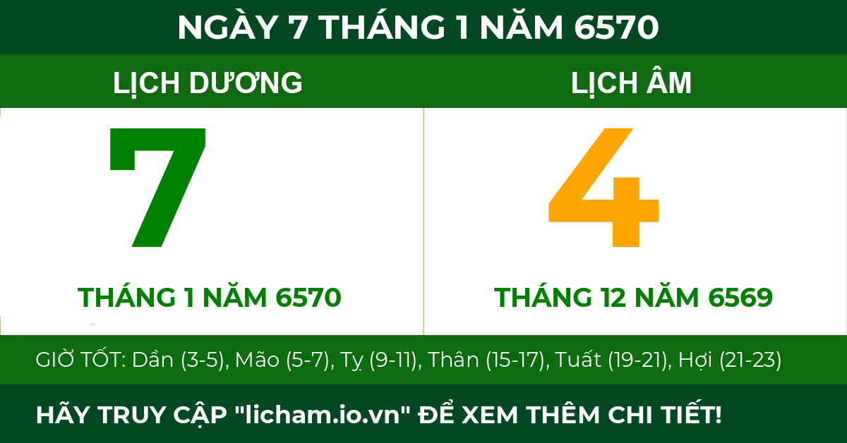 lịch âm ngày 7 tháng 1 năm 6570