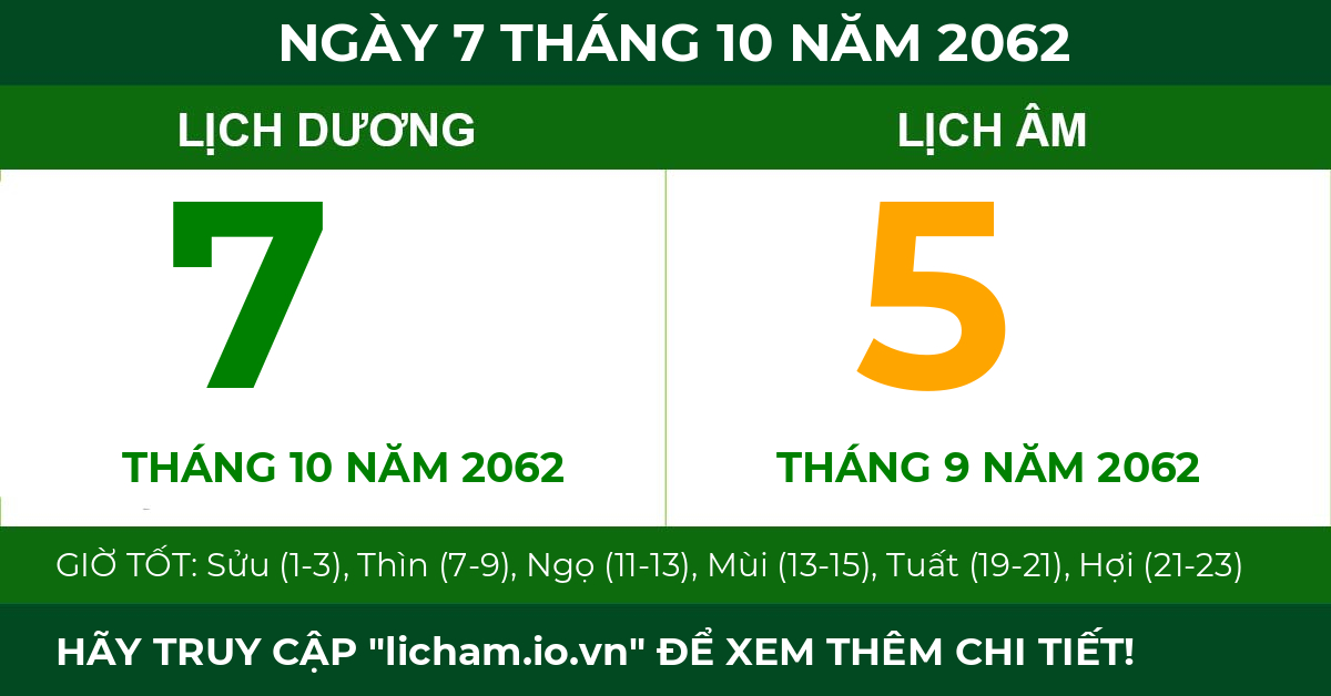 lịch âm ngày 7 tháng 10 năm 2062