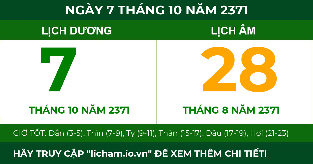 lịch âm ngày 7 tháng 10 năm 2371